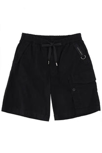 Dolce &amp; Gabbana men’s black cargo shorts with drawstring waistband and multiple pockets for casual wear