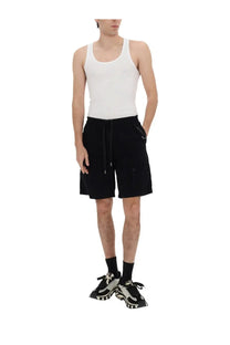 Dolce &amp; gabbana men’s black cargo shorts with drawstring waistband and side pockets in lightweight fabric