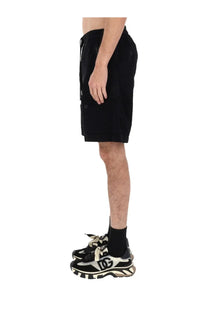 Dolce &amp; Gabbana men’s black corduroy drawstring shorts with side pockets for casual wear