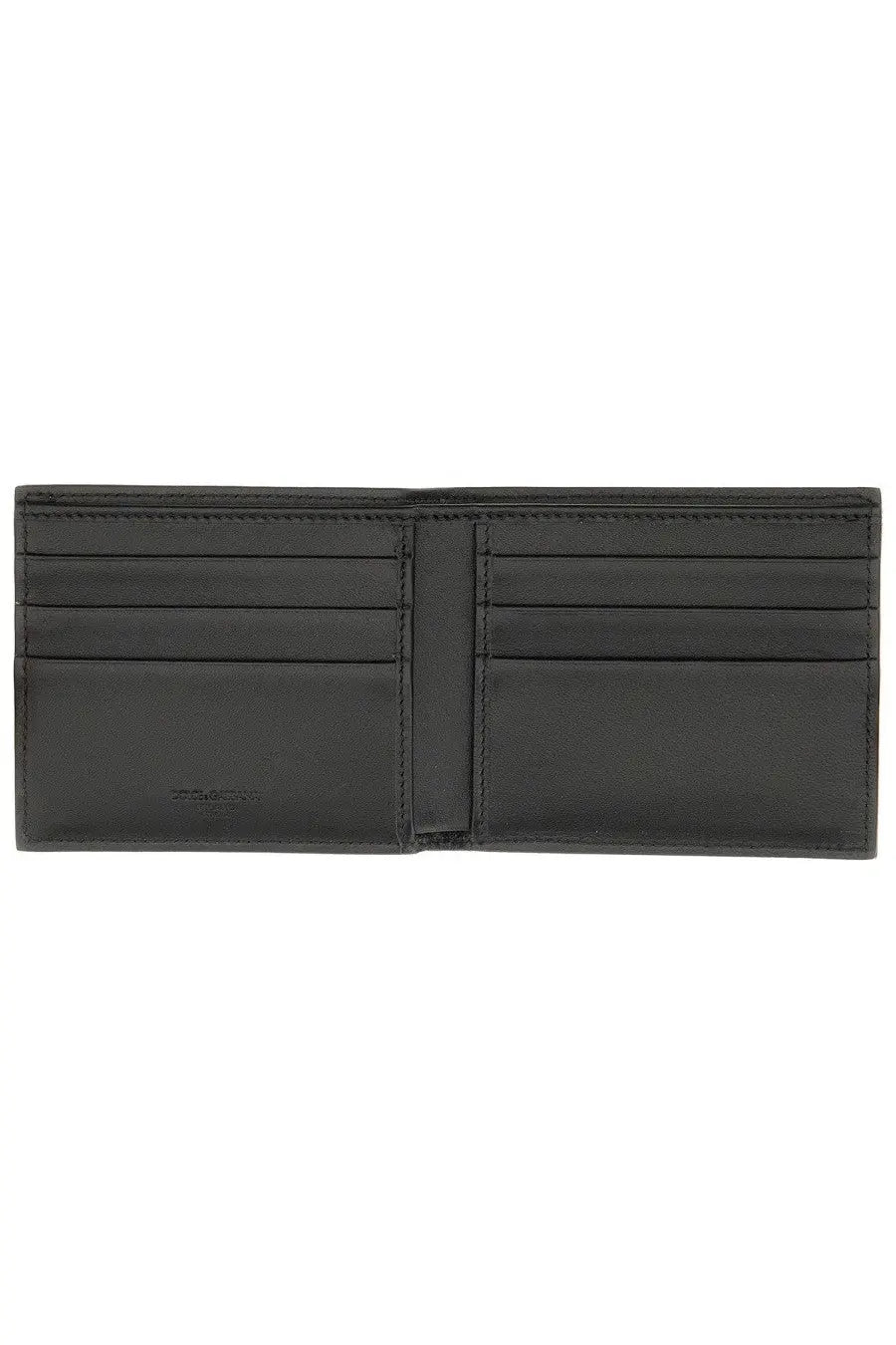 Dolce &amp; gabbana men’s eel skin wallet black with multiple card slots and central divider in black leather