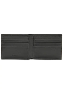 Dolce &amp; gabbana men’s eel skin wallet black with multiple card slots and central divider in black leather