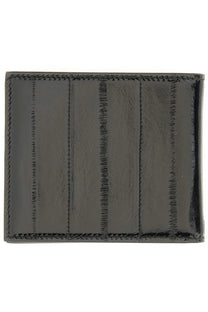 Dolce &amp; Gabbana men’s black eel skin wallet with visible stitching and vertical seams for stylish everyday use