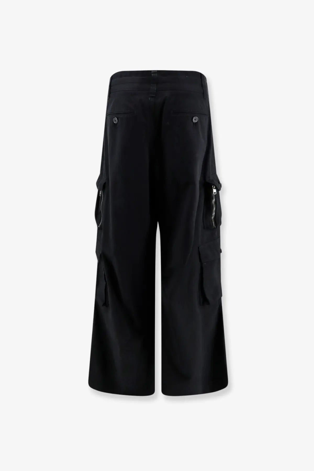 Dolce &amp; gabbana men’s faille black wide-leg cargo trousers with multiple pockets and zipper details
