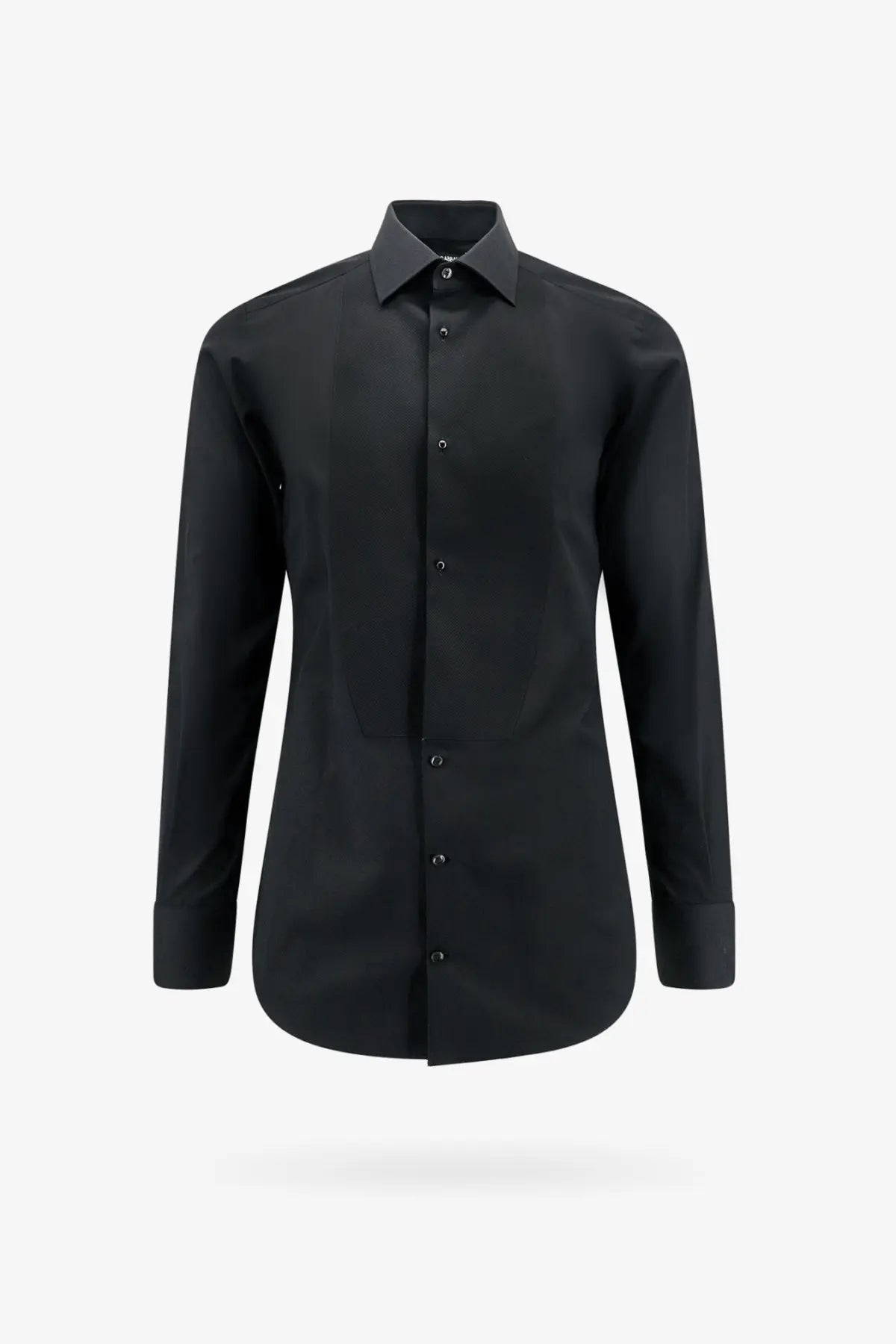 Dolce &amp; Gabbana men’s gold cotton shirt black with crisp collar matching buttons formal dress shirt front view