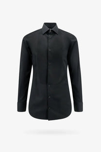 Dolce &amp; Gabbana men’s gold cotton shirt black with crisp collar matching buttons formal dress shirt front view