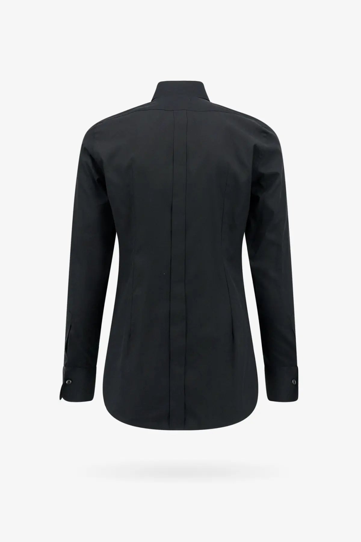 Dolce &amp; Gabbana men’s black cotton dress shirt with crisp structured collar and long sleeves tailored for elegance