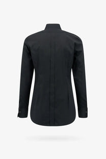 Dolce &amp; Gabbana men’s black cotton dress shirt with crisp structured collar and long sleeves tailored for elegance