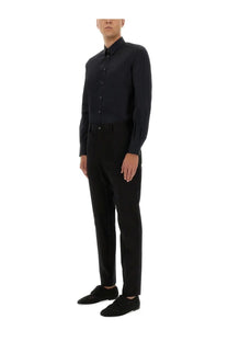 Dolce &amp; Gabbana men’s gold fit black long-sleeved cotton shirt with classic collar and tailored fit