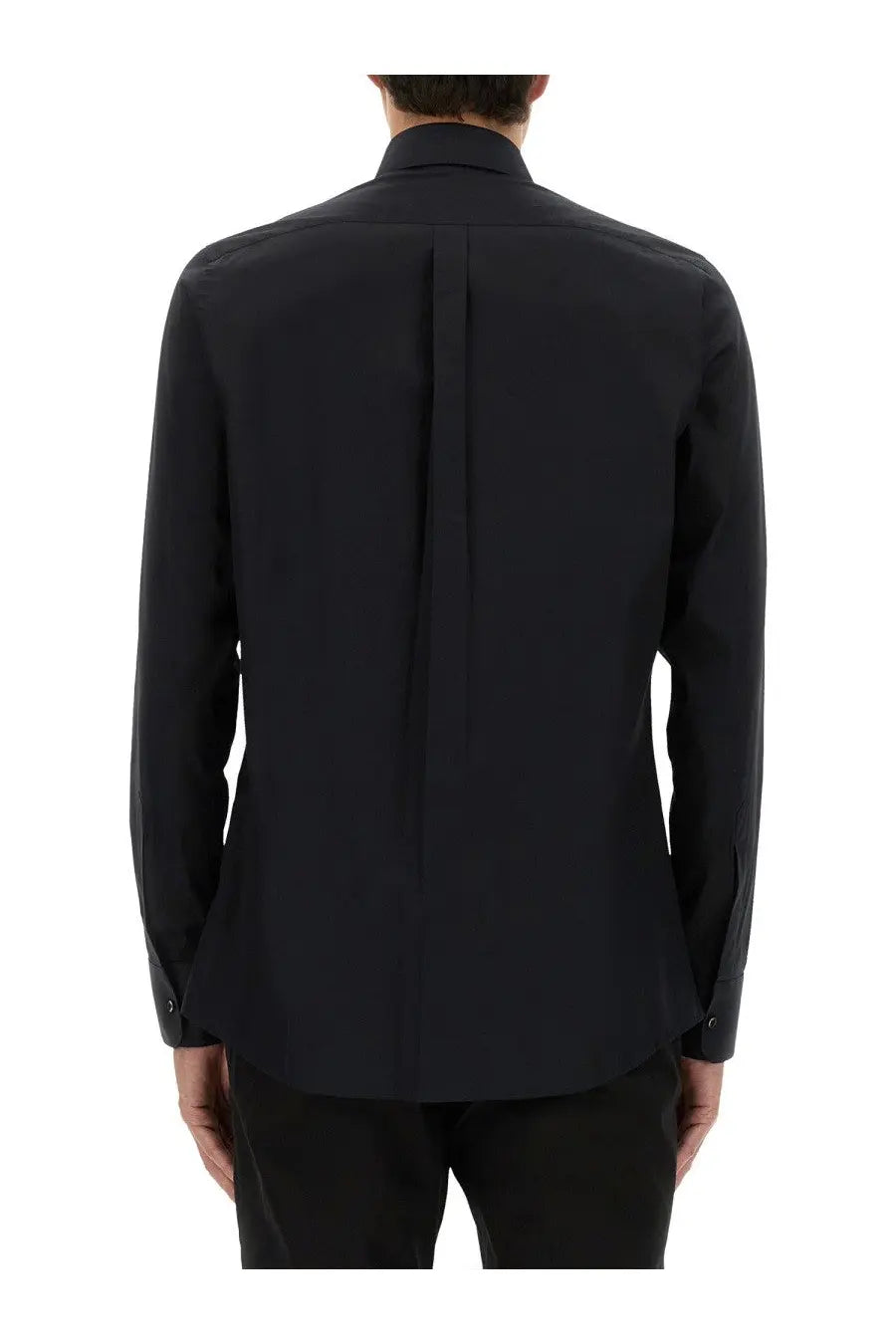 Dolce &amp; Gabbana men’s gold fit black cotton dress shirt with classic collar and buttoned cuffs