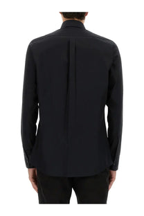 Dolce &amp; Gabbana men’s gold fit black cotton dress shirt with classic collar and buttoned cuffs