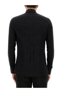 Dolce &amp; gabbana men’s black gold poplin stretch shirt with buttoned cuffs and subtle vertical seam on the back