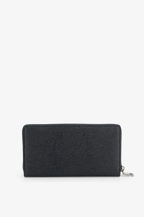 Dolce and gabbana men’s black hammered leather wallet with textured surface and silver zipper pull