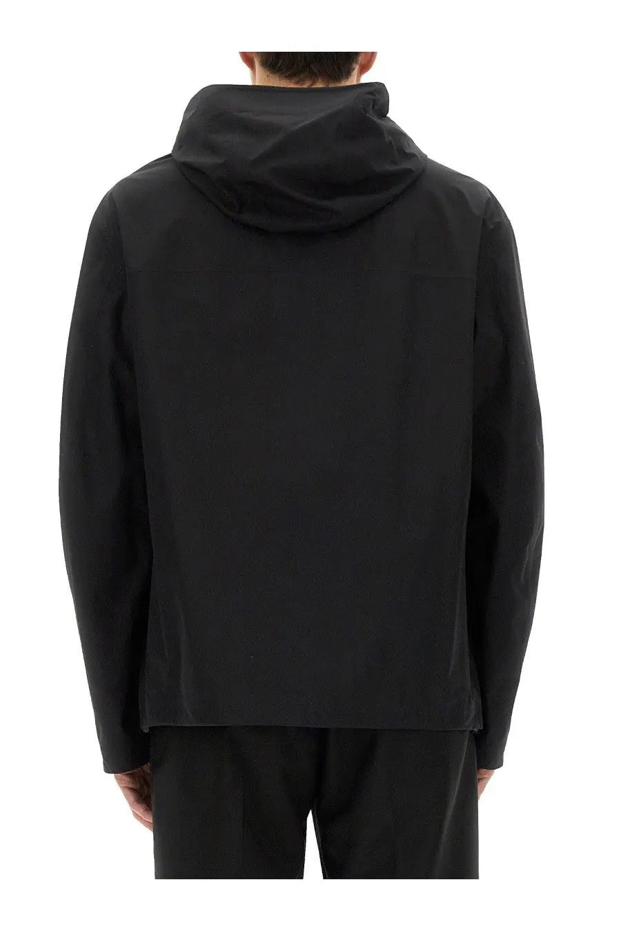 Dolce and gabbana men’s black hooded jacket with sleek minimalist design and smooth fabric front view