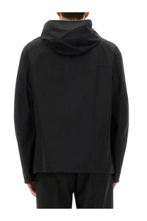 Dolce and gabbana men’s black hooded jacket with sleek minimalist design and smooth fabric front view
