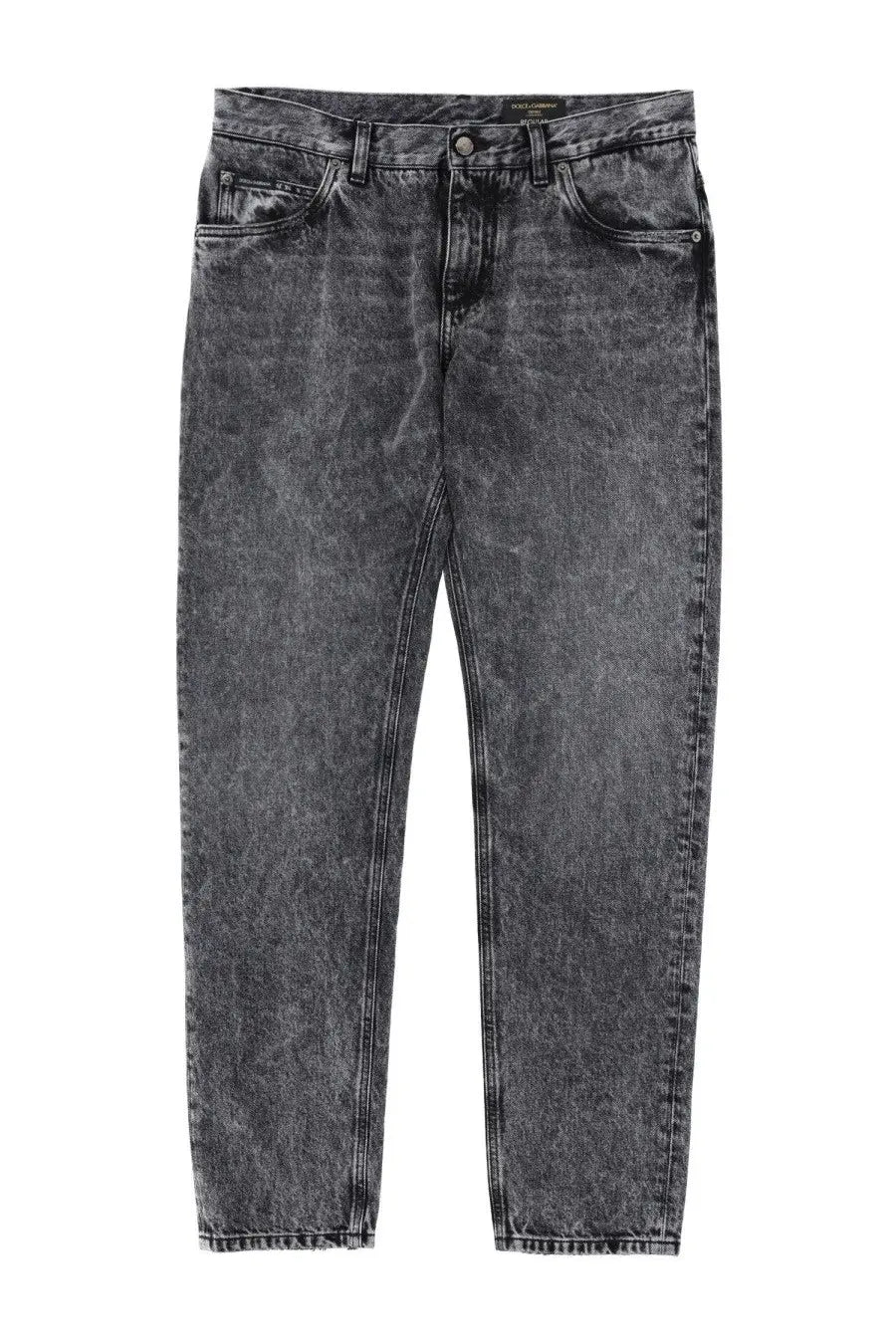 Dolce &amp; gabbana men’s dark gray distressed denim black jeans with straight-leg cut and classic five-pocket design