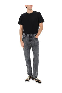 Dolce &amp; Gabbana men’s jeans in denim black with a dark gray textured pattern on the front side