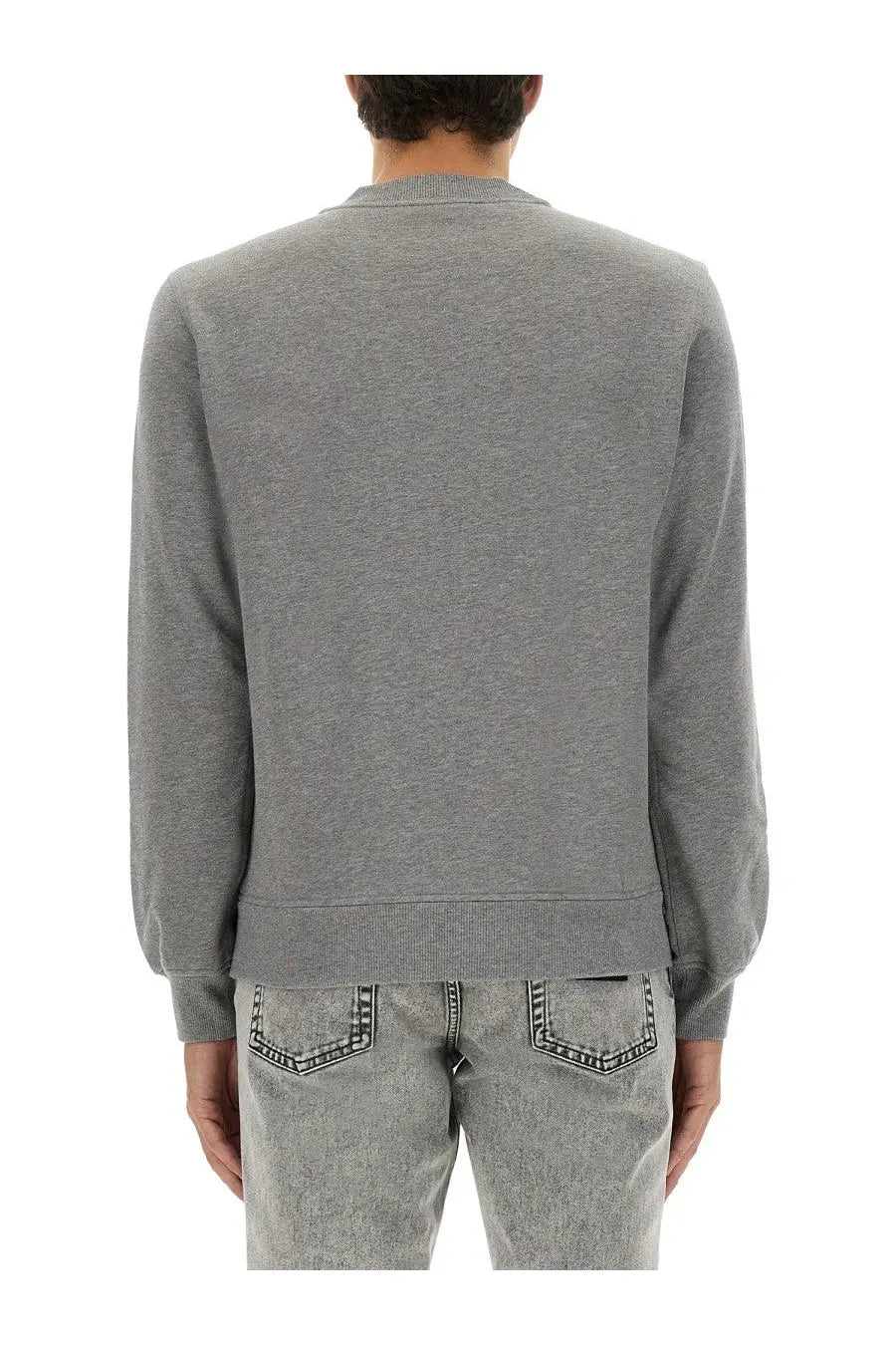 Dolce &amp; gabbana men’s grey jersey sweatshirt with heathered fabric ribbed cuffs and hem