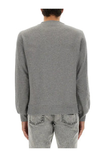 Dolce &amp; gabbana men’s grey jersey sweatshirt with heathered fabric ribbed cuffs and hem