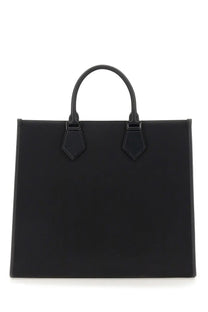 Dolce &amp; Gabbana men’s large shopping bag in black with structured shape smooth leather handles and minimalist design