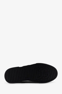 Black rubber sole with embossed dc logo on dolce and gabbana men’s leather sneakers black
