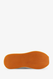 Orange rubber sole with zigzag tread pattern on dolce &amp; gabbana men’s white leather sneakers