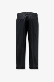 Dolce &amp; Gabbana men’s black linen tailored trousers with a sleek straight-leg cut and subtle creases