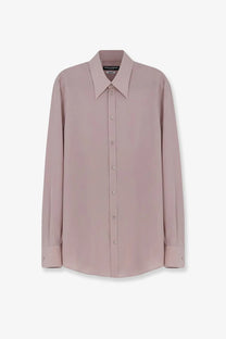 Dolce &amp; Gabbana men’s martini silk shirt in soft mauve with classic collar and long sleeves