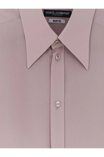 Dolce &amp; Gabbana men’s martini silk shirt in soft pink with a crisp collar and silver buttons