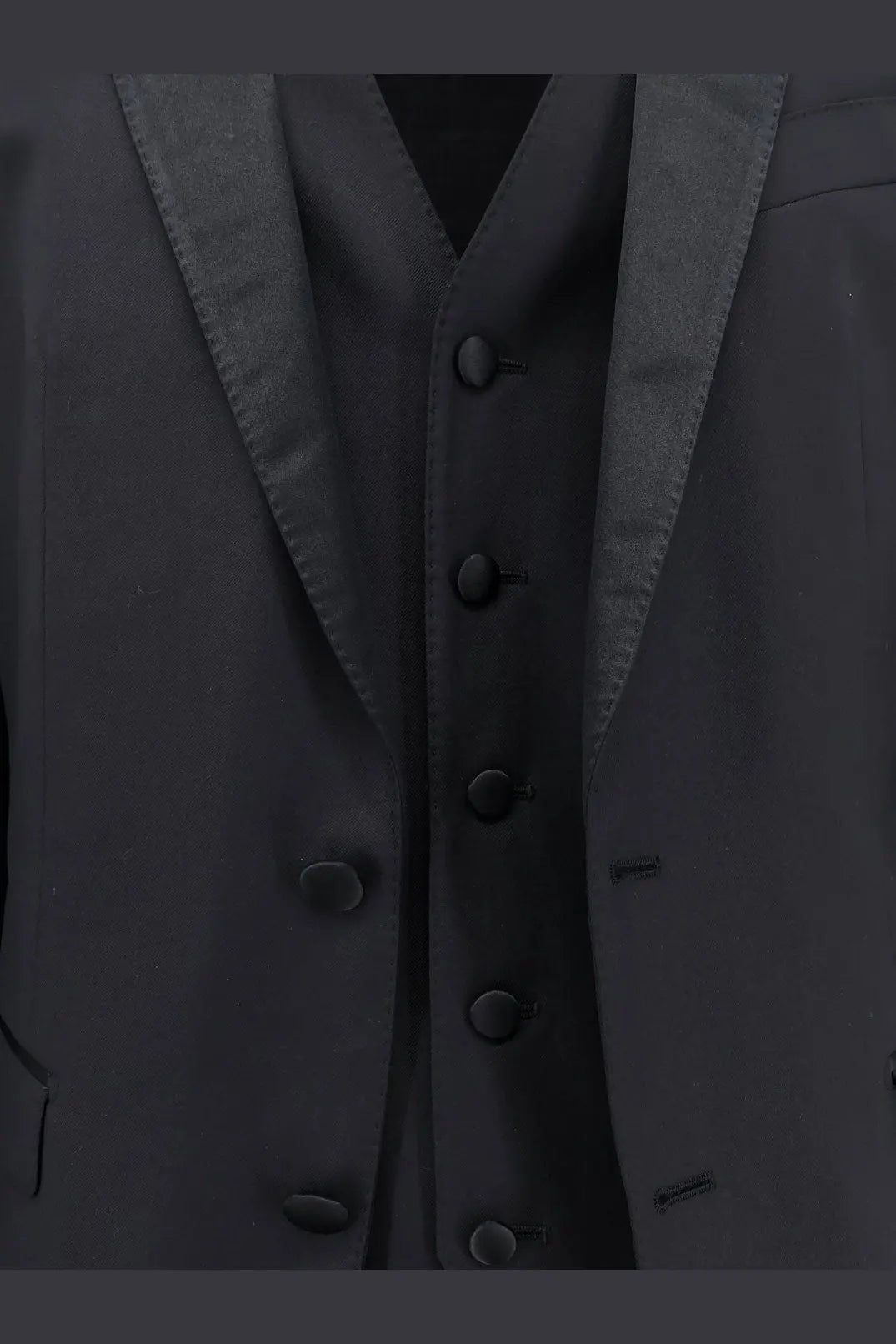 Dolce &amp; Gabbana men’s martini tuxedo black vest with satin lapels and matching black buttons