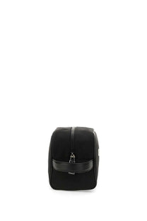 Dolce &amp; Gabbana men’s necessaire black nylon toiletry bag with top zipper and black leather handle