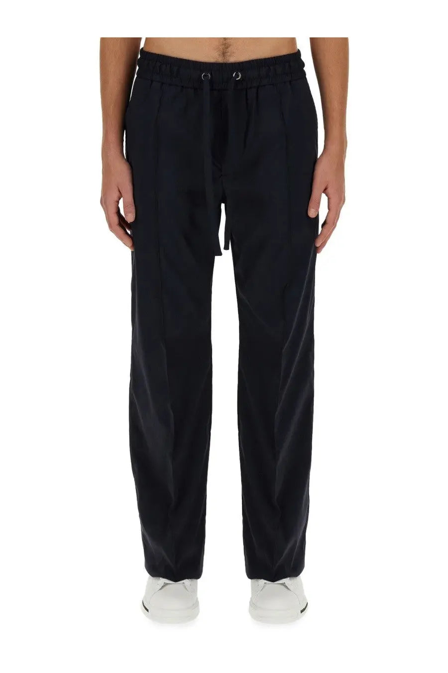 Dolce &amp; gabbana men’s black nylon drawstring trousers with relaxed fit and subtle front pleats
