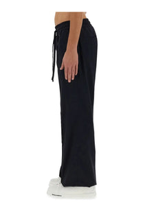 Dolce &amp; gabbana men’s black nylon drawstring trousers with relaxed wide-leg cut and soft fabric
