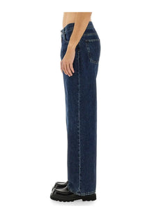 Dolce &amp; gabbana men’s oversize dark blue denim jeans with straight-leg cut and classic stitching