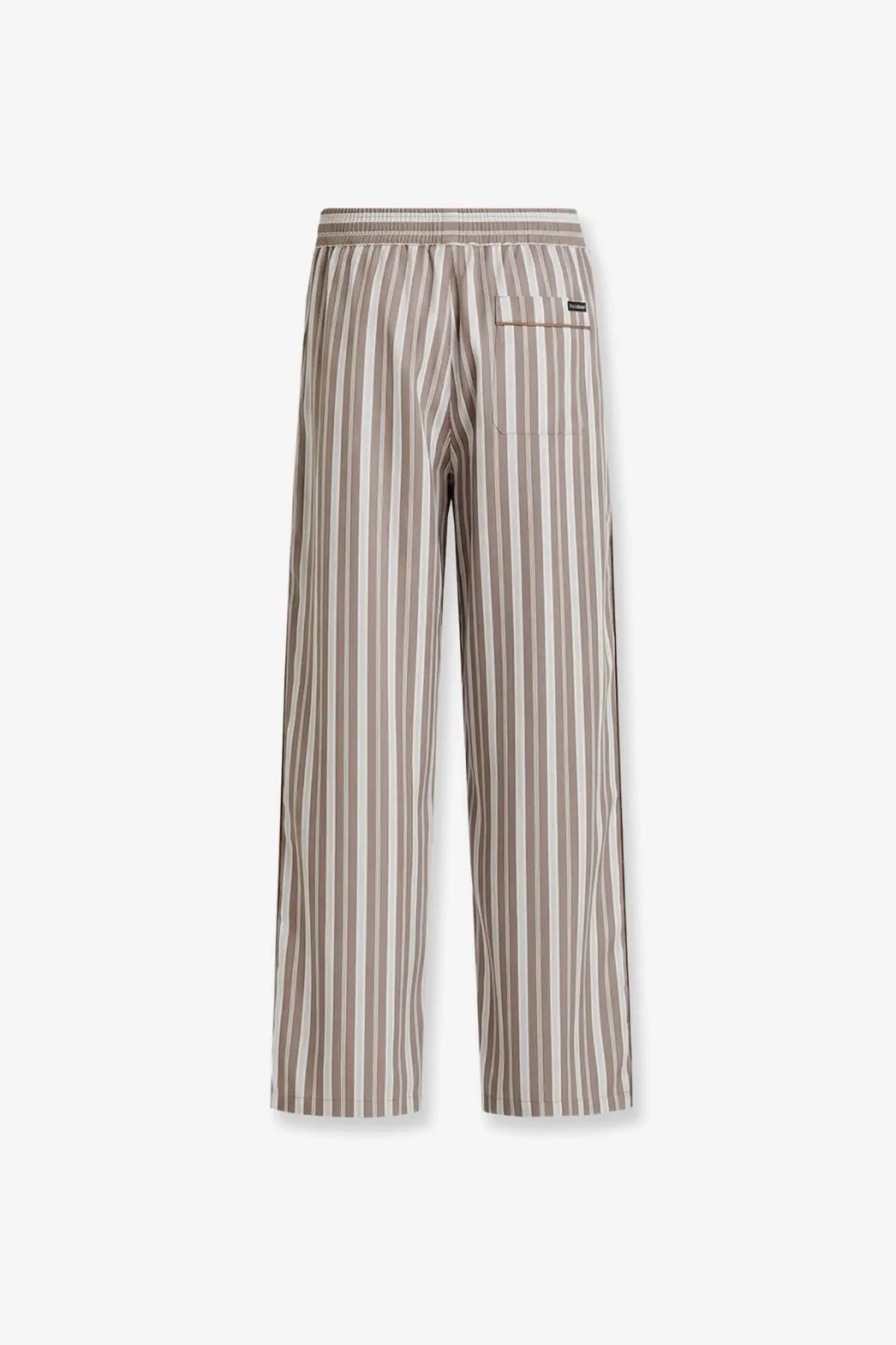 Beige and white vertically striped wide-leg cotton trousers with elastic waistband from dolce &amp; gabbana men’s collection