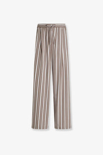 Dolce &amp; gabbana men’s striped wide-leg trousers in soft beige taupe cotton with elastic waistband and drawstring