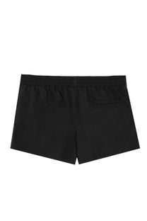 Dolce &amp; gabbana men’s plaque swimsuit black showing back side with elastic waistband and single back pocket