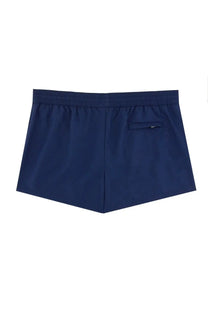Dolce &amp; gabbana men’s plaque swimsuit blue navy blue athletic shorts with elastic waistband and side pocket