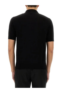 Dolce &amp; Gabbana men’s polo black short-sleeved with classic collar and smooth fitted knit fabric