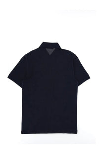 Dolce &amp; Gabbana men’s black short-sleeved polo shirt with classic collar and subtle texture for casual wear