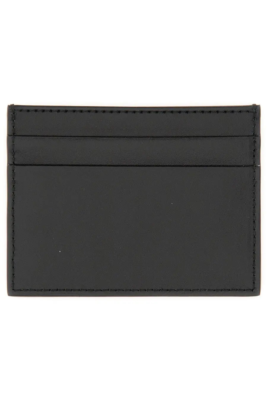 Dolce &amp; Gabbana men’s portacarte in pelle black leather card holder with precise stitching along the edges