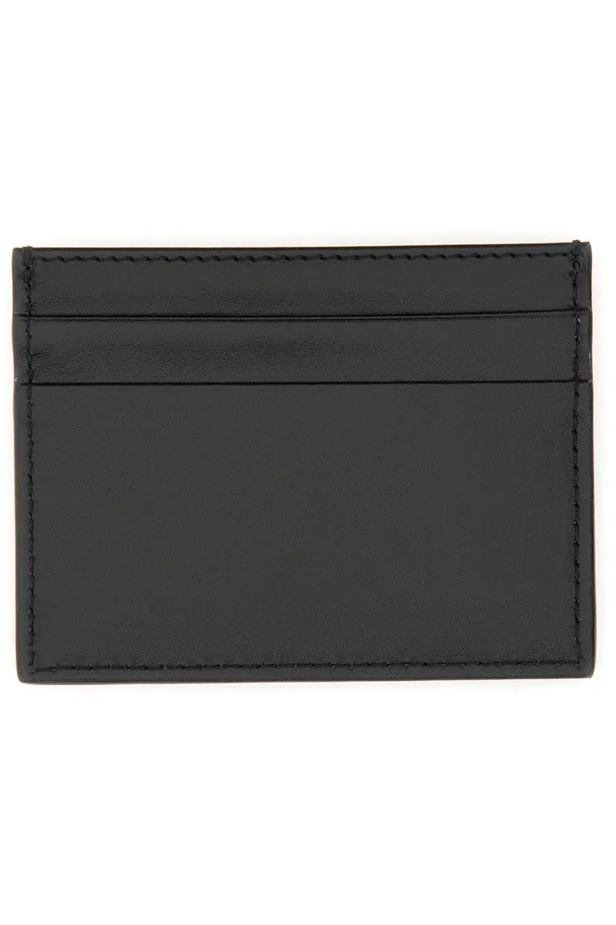 Dolce &amp; Gabbana men’s portacarte in pelle black leather card holder with precise stitching along the edges
