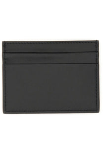 Dolce &amp; Gabbana men’s portacarte in pelle black leather card holder with precise stitching along the edges