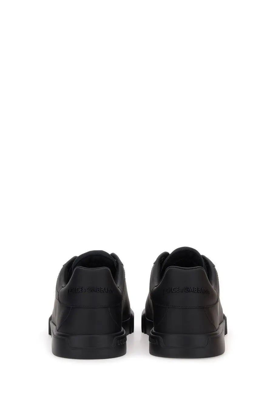Dolce and Gabbana men’s Portfino black sneakers with sleek minimalist design and matte leather finish