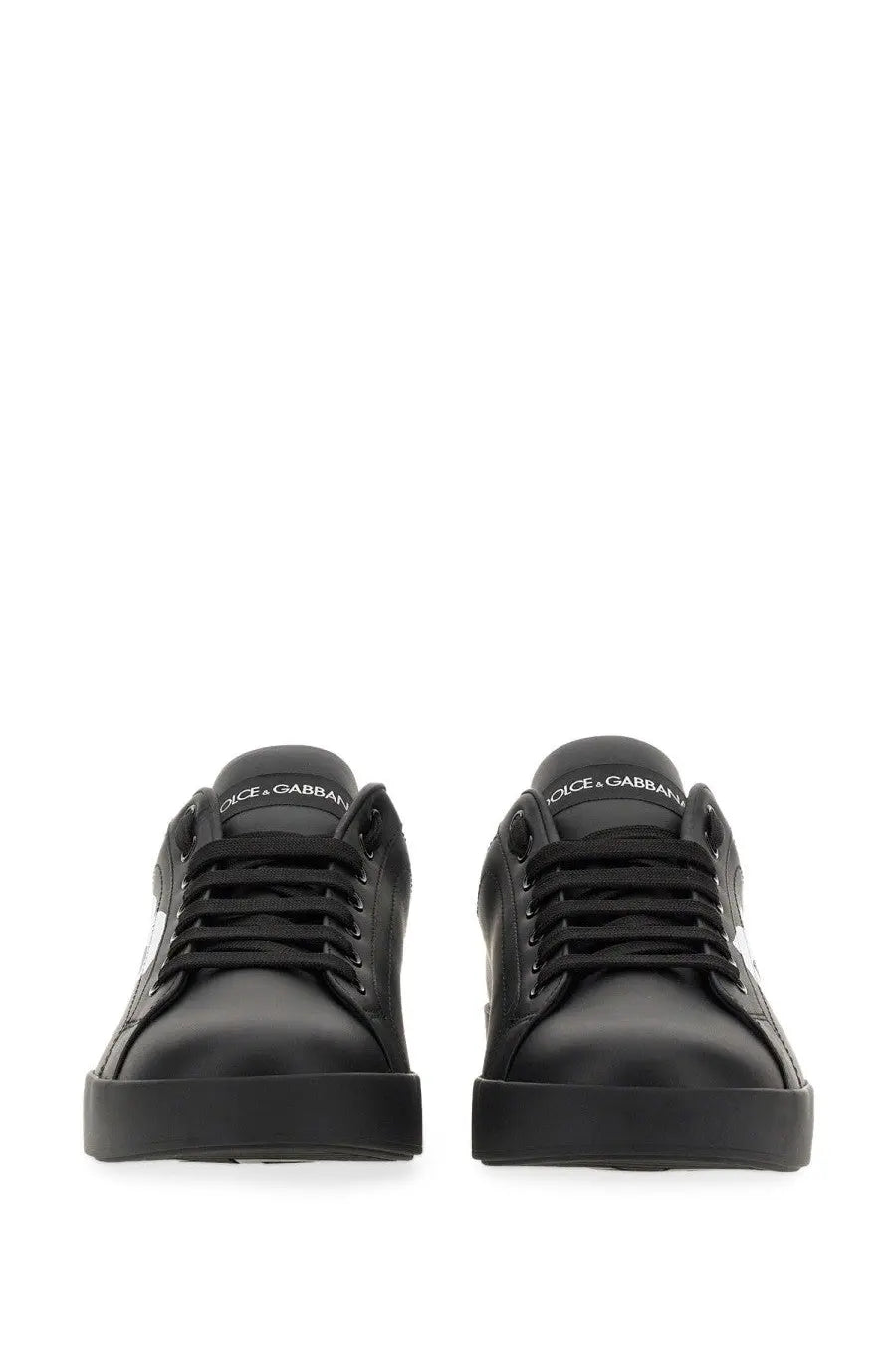 Dolce and gabbana men’s portofino black leather sneakers with sleek minimalist design and subtle tongue branding