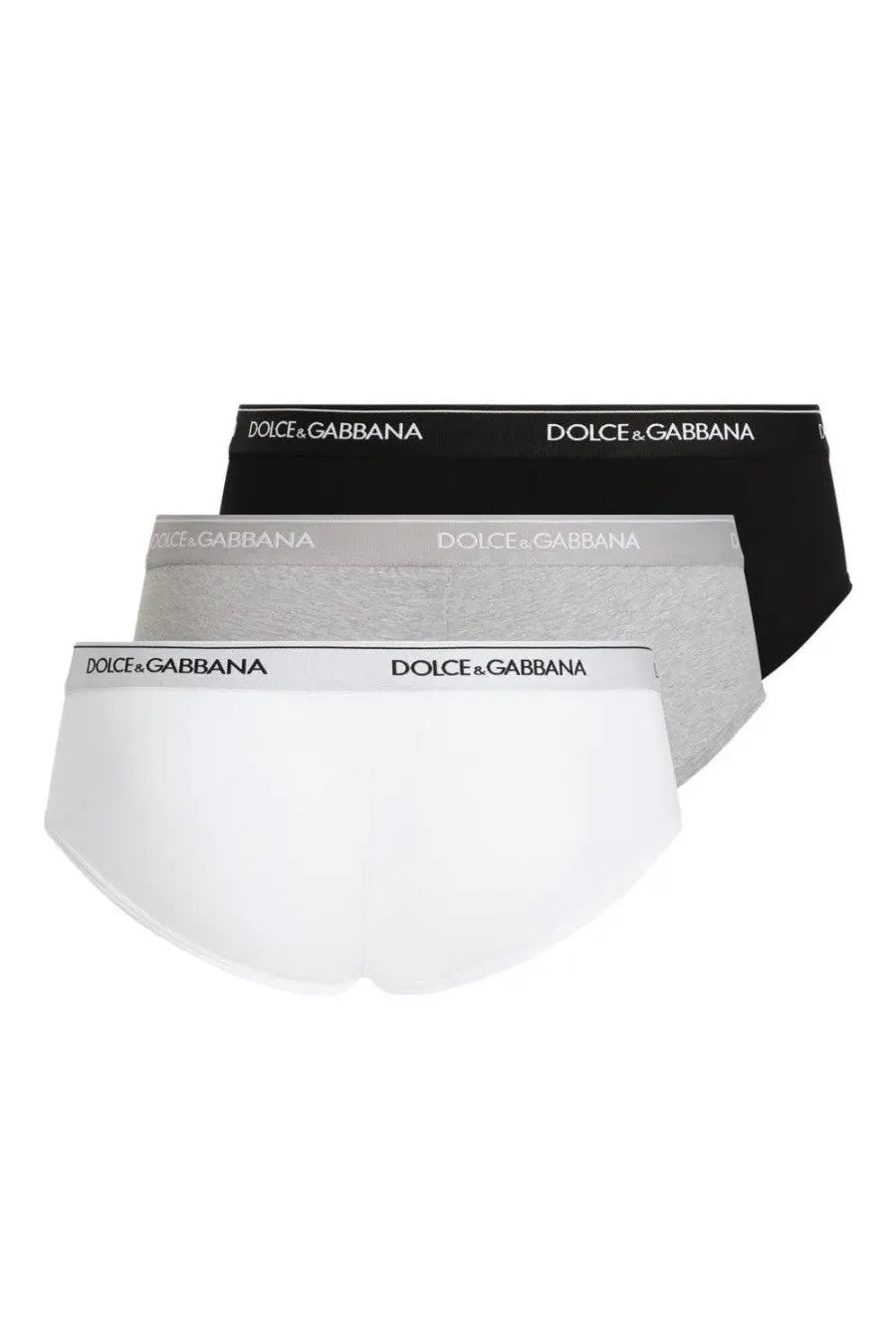 Dolce and gabbana men’s regular fit boxer shorts three pack in black heather gray and white with branded waistbands