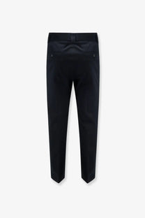 Dolce &amp; Gabbana men’s sartorial stretch cotton black trousers with sleek modern cut and subtle stitching details