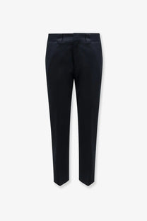 Dolce and gabbana men’s black tailored trousers with a sleek straight-leg cut and smooth stretch cotton fabric