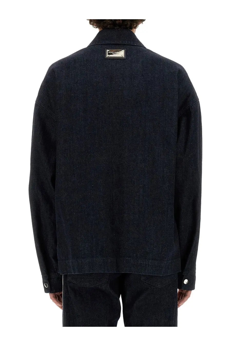 Dolce &amp; gabbana men’s selvedge denim blouson blue in dark indigo with structured collar and subtle stitching details