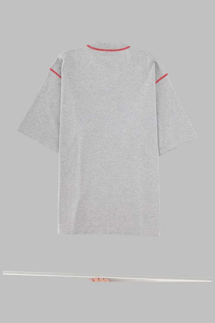 Dolce and gabbana men’s gray heathered cotton t-shirt with red trim on neckline and sleeve cuffs