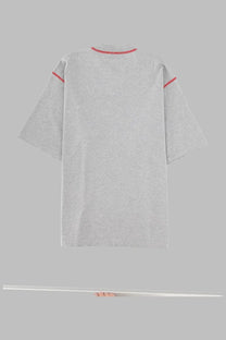 Dolce and gabbana men’s gray heathered cotton t-shirt with red trim on neckline and sleeve cuffs